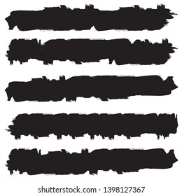 Grunge Paint Roller . Vector brush Stroke . Distressed banner . Black stripes isolated. paintbrush collection . Modern Textured shape . Dry border in Black . Bulge lines