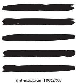 Grunge Paint Roller . Vector brush Stroke . Distressed banner . Black stripes isolated. paintbrush collection . Modern Textured shape . Dry border in Black . Bulge lines