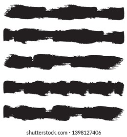 Grunge Paint Roller . Vector brush Stroke . Distressed banner . Black stripes isolated. paintbrush collection . Modern Textured shape . Dry border in Black . Bulge lines