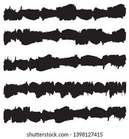Grunge Paint Roller . Vector brush Stroke . Distressed banner . Black stripes isolated. paintbrush collection . Modern Textured shape . Dry border in Black . Bulge lines