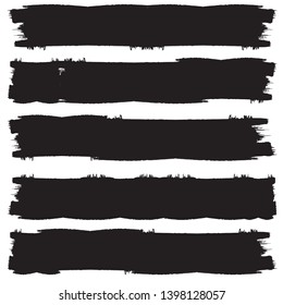 Grunge Paint Roller . Vector brush Stroke . Distressed banner . Black stripes isolated. paintbrush collection . Modern Textured shape . Dry border in Black . Bulge lines