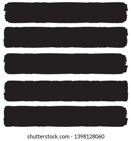 Grunge Paint Roller . Vector brush Stroke . Distressed banner . Black stripes isolated. paintbrush collection . Modern Textured shape . Dry border in Black . Bulge lines