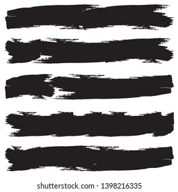 Grunge Paint Roller . Vector brush Stroke . Distressed banner . Black stripes isolated. paintbrush collection . Modern Textured shape . Dry border in Black . Bulge lines