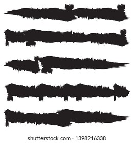 Grunge Paint Roller . Vector brush Stroke . Distressed banner . Black stripes isolated. paintbrush collection . Modern Textured shape . Dry border in Black . Bulge lines