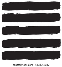 Grunge Paint Roller . Vector brush Stroke . Distressed banner . Black stripes isolated. paintbrush collection . Modern Textured shape . Dry border in Black . Bulge lines