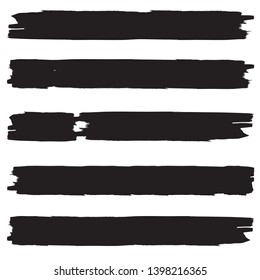 Grunge Paint Roller . Vector brush Stroke . Distressed banner . Black stripes isolated. paintbrush collection . Modern Textured shape . Dry border in Black . Bulge lines