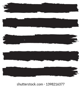 Grunge Paint Roller . Vector brush Stroke . Distressed banner . Black stripes isolated. paintbrush collection . Modern Textured shape . Dry border in Black . Bulge lines