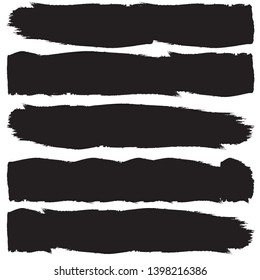 Grunge Paint Roller . Vector brush Stroke . Distressed banner . Black stripes isolated. paintbrush collection . Modern Textured shape . Dry border in Black . Bulge lines