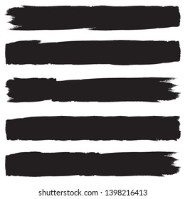 Grunge Paint Roller . Vector brush Stroke . Distressed banner . Black stripes isolated. paintbrush collection . Modern Textured shape . Dry border in Black . Bulge lines