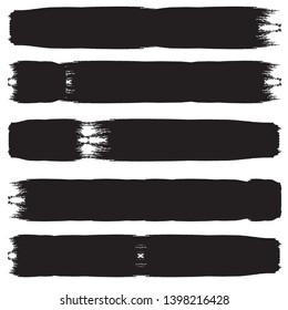 Grunge Paint Roller . Vector brush Stroke . Distressed banner . Black stripes isolated. paintbrush collection . Modern Textured shape . Dry border in Black . Bulge lines