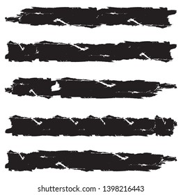 Grunge Paint Roller . Vector brush Stroke . Distressed banner . Black stripes isolated. paintbrush collection . Modern Textured shape . Dry border in Black . Bulge lines