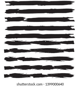 Grunge Paint Roller . Vector brush Stroke . Distressed banner . Black stripes isolated. paintbrush collection . Modern Textured shape . Dry border in Black . Bulge lines