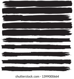 Grunge Paint Roller . Vector brush Stroke . Distressed banner . Black stripes isolated. paintbrush collection . Modern Textured shape . Dry border in Black . Bulge lines