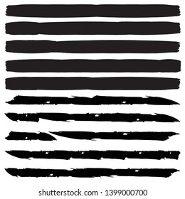 Grunge Paint Roller . Vector brush Stroke . Distressed banner . Black stripes isolated. paintbrush collection . Modern Textured shape . Dry border in Black . Bulge lines