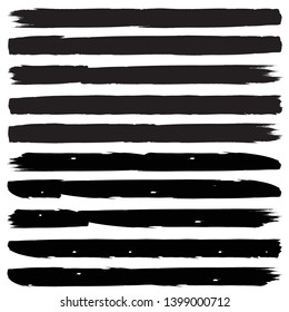 Grunge Paint Roller . Vector brush Stroke . Distressed banner . Black stripes isolated. paintbrush collection . Modern Textured shape . Dry border in Black . Bulge lines