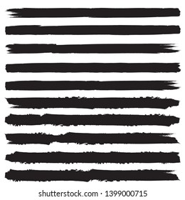 Grunge Paint Roller . Vector brush Stroke . Distressed banner . Black stripes isolated. paintbrush collection . Modern Textured shape . Dry border in Black . Bulge lines