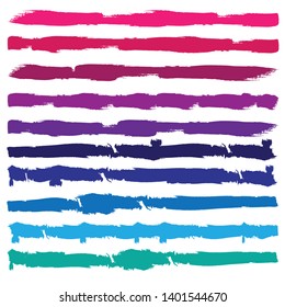 Grunge Paint Roller . Vector brush Stroke . Distressed banner . Colorful stripes isolated. paintbrush collection . Modern Textured shape . Dry border in Black . Bulge lines