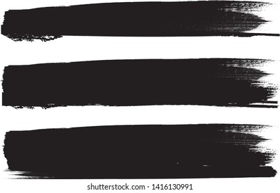 Grunge Paint Roller . Vector brush Stroke . Distressed banner . Black stripes isolated. paintbrush collection . Modern Textured shape . Dry border in Black . Bulge lines