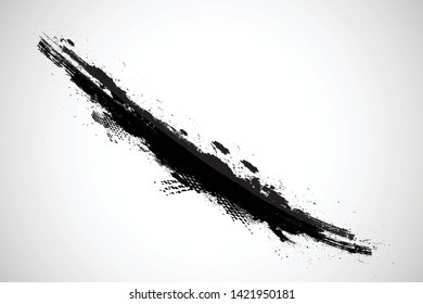 Grunge Paint Roller . Vector brush Stroke . Distressed banner . Black stripes isolated. paintbrush collection . Modern Textured shape . Dry border in Black . Oblique lines