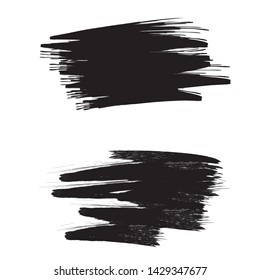 Grunge Paint Roller . Vector brush Stroke . Distressed banner . Black stripes isolated. paintbrush collection . Modern Textured shape . Dry border in Black . Bulge lines