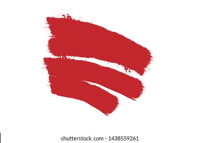Grunge Paint Roller . Vector brush Stroke . Distressed banner . Red stripes , paintbrush collection . Modern Textured shape . Dry border in Black . Bulge lines