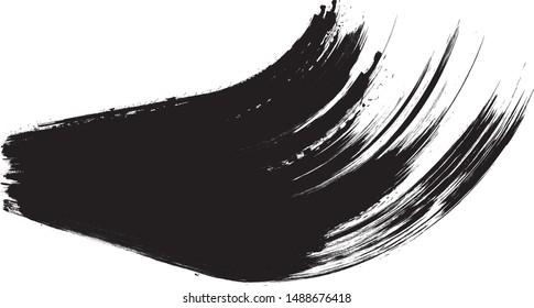Grunge Paint Roller . Vector brush Stroke . Distressed banner . Black stripes isolated. paintbrush collection . Modern Textured shape . Dry border in Black . Bulge lines