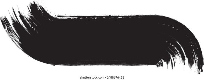 Grunge Paint Roller . Vector brush Stroke . Distressed banner . Black stripes isolated. paintbrush collection . Modern Textured shape . Dry border in Black . Bulge lines