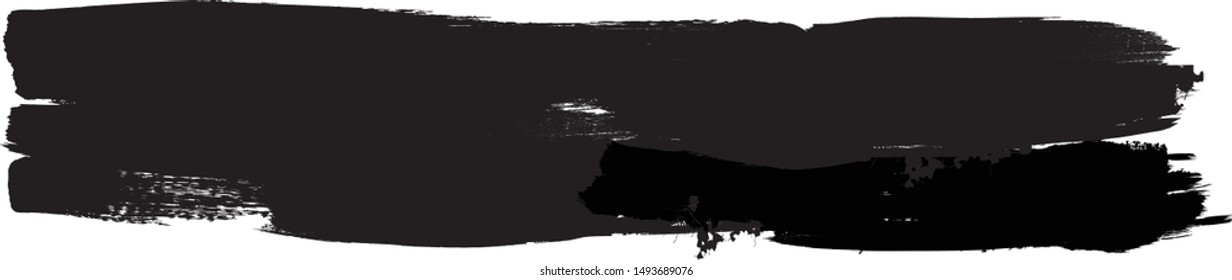 Grunge Paint Roller . Vector brush Stroke . Distressed banner . Black stripes isolated. paintbrush collection . Modern Textured shape . Dry border in Black . Bulge lines