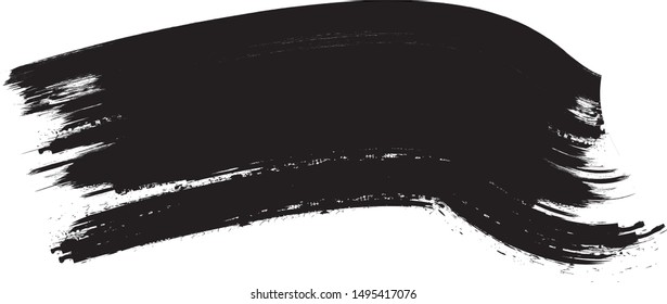 Grunge Paint Roller . Vector brush Stroke . Distressed banner . Black stripes isolated. paintbrush collection . Modern Textured shape . Dry border in Black . Bulge lines