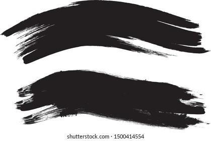 Grunge Paint Roller . Vector brush Stroke . Distressed banner . Black stripes isolated. paintbrush collection . Modern Textured shape . Dry border in Black . Bulge lines