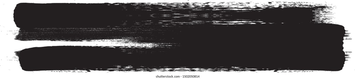 Grunge Paint Roller . Vector brush Stroke . Distressed banner . Black stripes isolated. paintbrush collection . Modern Textured shape . Dry border in Black . Bulge lines