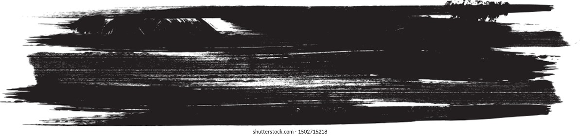 Grunge Paint Roller . Vector brush Stroke . Distressed banner . Black stripes isolated. paintbrush collection . Modern Textured shape . Dry border in Black . Bulge lines