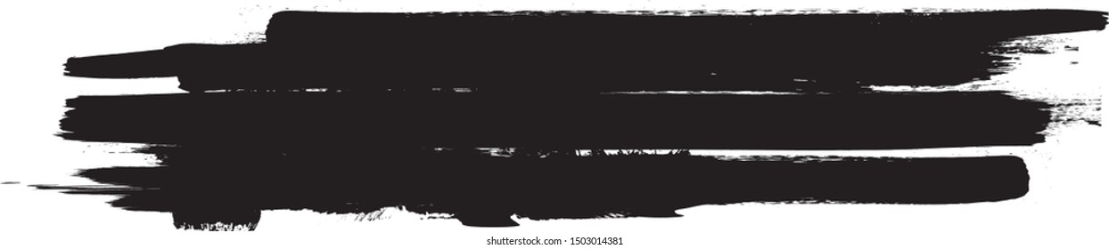 Grunge Paint Roller . Vector brush Stroke . Distressed banner . Black stripes isolated. paintbrush collection . Modern Textured shape . Dry border in Black . Bulge lines