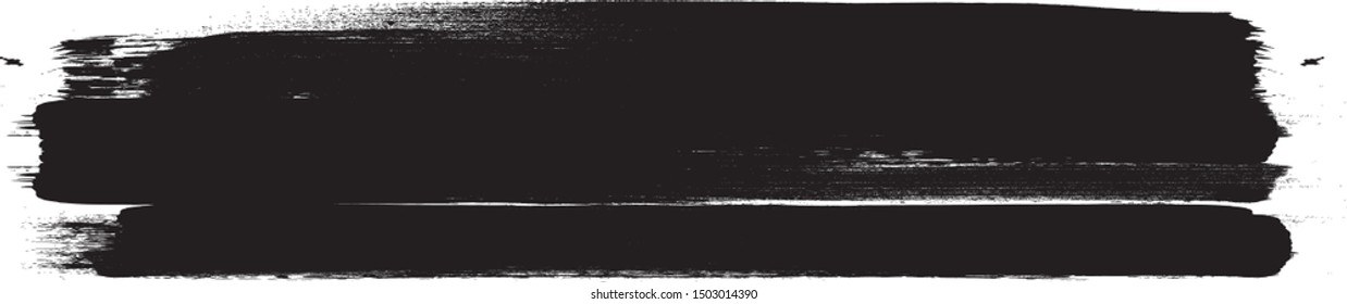 Grunge Paint Roller . Vector brush Stroke . Distressed banner . Black stripes isolated. paintbrush collection . Modern Textured shape . Dry border in Black . Bulge lines
