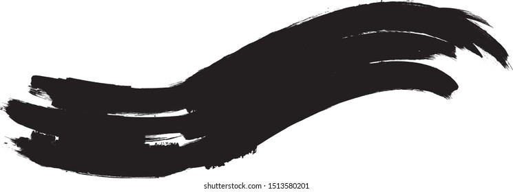 Grunge Paint Roller . Vector brush Stroke . Distressed banner . Black stripes isolated. paintbrush collection . Modern Textured shape . Dry border in Black . Bulge lines