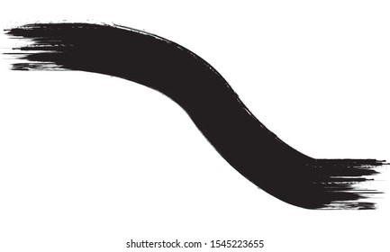 Grunge Paint Roller . Vector brush Stroke . Distressed banner . Black stripes isolated. paintbrush collection . Modern Textured shape . Dry border in Black . Bulge lines