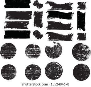 Grunge Paint Roller . Vector brush Stroke . Distressed banner . Black stripes isolated. paintbrush collection . Modern Textured shape . Dry border in Black . Bulge lines
