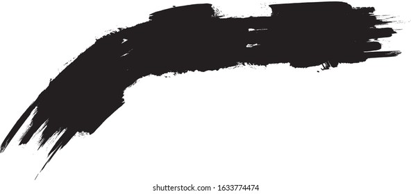 Grunge Paint Roller . Vector brush Stroke . Distressed banner . Black stripes isolated. paintbrush collection . Modern Textured shape . Dry border in Black . Bulge lines