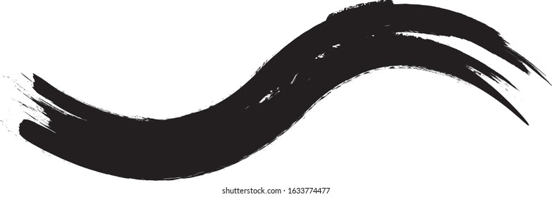 Grunge Paint Roller . Vector brush Stroke . Distressed banner . Black stripes isolated. paintbrush collection . Modern Textured shape . Dry border in Black . Bulge lines