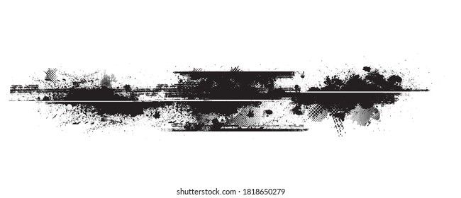 Grunge Paint Roller . Vector brush Stroke . Distressed banner . Black stripes isolated. paintbrush collection . Modern Textured shape . Dry border in Black . Bulge lines