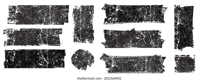 Grunge Paint Roller . Vector brush Stroke . Distressed banner . Black stripes isolated. paintbrush collection . Modern Textured shape . Dry border in Black . Bulge lines