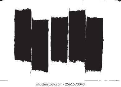 Grunge Paint Roller . Vector brush Stroke . Distressed banner . Black stripes isolated. paintbrush collection . Modern Textured shape . Dry border in Black . Bulge lines
