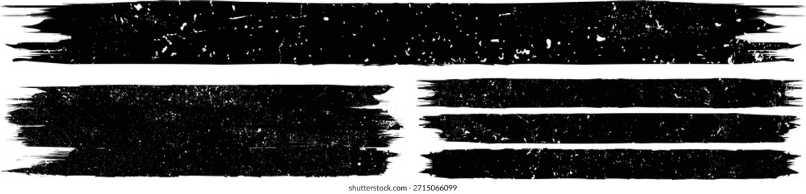 Grunge Paint Roller . Vector brush Stroke . Distressed banner . Black stripes isolated. paintbrush edge collection . Modern Textured shape . Dry border in Black . Bulge lines