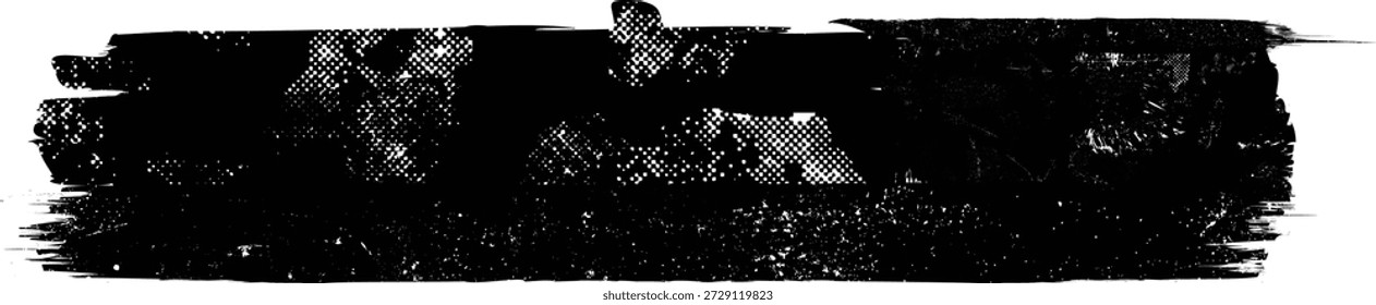 Rodillo de pintura Grunge . Pincel de Vector Stroke . Anuncio angustiado. Rayas negras aisladas. colección de borde de pincel . Forma texturizada moderna . Borde seco en negro . Líneas de protuberancia
