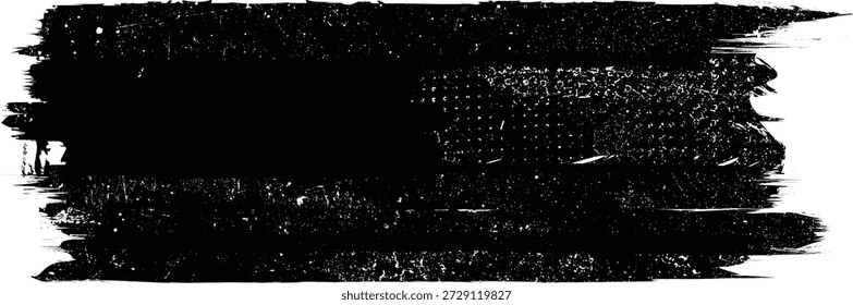 Rolo de tinta Grunge . Traçado do pincel vetorial . Banner angustiado . Listras pretas isoladas. coleção de arestas de pincel. Forma texturizada moderna . Borda seca em preto . Linhas de protuberância
