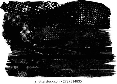Rodillo de pintura Grunge . Pincel de Vector Stroke . Anuncio angustiado. Rayas negras aisladas. colección de borde de pincel . Forma texturizada moderna . Borde seco en negro . Líneas de protuberancia
