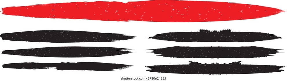 Rodillo de pintura Grunge . Pincel de Vector Stroke . Anuncio angustiado. Rayas negras aisladas. colección de borde de pincel . Forma texturizada moderna . Borde seco en negro . Líneas de protuberancia
