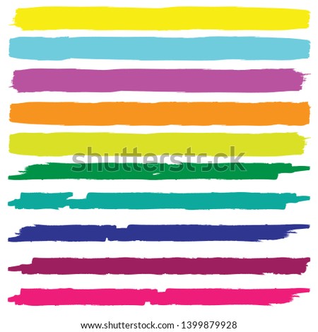 Grunge Paint Roller . Vector brush Stroke . Distressed banner . Colorful stripes isolated. paintbrush collection . Modern Textured shape . Dry border in Black . Bulge lines
