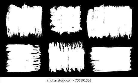 Grunge paint stains set. Ink splatter design elements. Spray splashes collection. Liquid stains isolated. Abstract vector illustration.