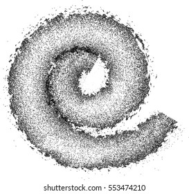 Grunge Paint stripe in spiral form. Vector brush Stroke . Distressed banner . Black isolated paintbrush collection . Modern Textured shape . Dry border in Black 